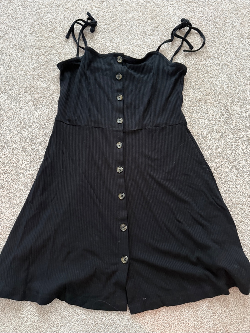 Topshop Black Ribbed Tie-Strap Dress